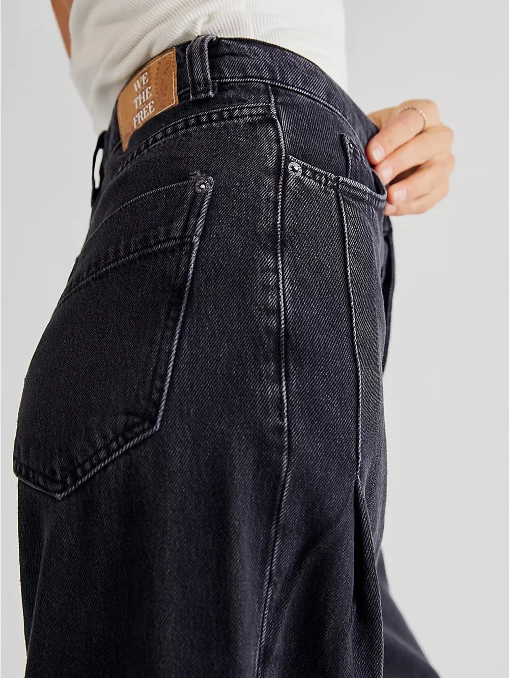 Free People We The Free Old West Slouchy High Rise Wide Leg Jeans Black 27